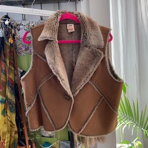 Vegan Suede Shearling Vest